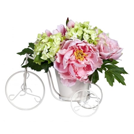 Nearly Natural Peony and Hydrangea Tricycle Silk Flower Arrangement 4807